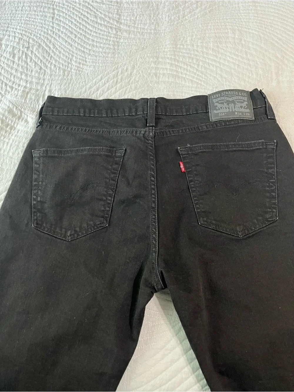 Levis 514 Straight Fit Jeans Mens 34x29 Black Denim Pants Classic Fit